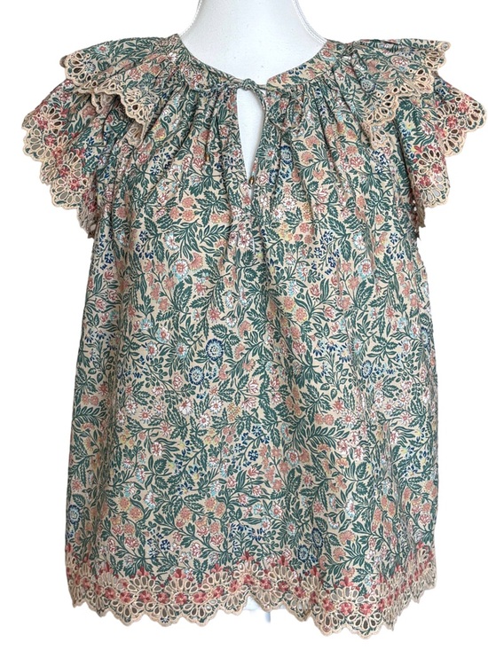 Ulla Johnson Tops - Ulla Johnson Floral Lace Trim Blouse Size 8 Boho Romantic Cottagecore Top